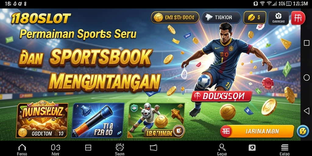 Tampilan screenshot utama 180SLOT menampilkan momen seru dalam taruhan Sportsbook.