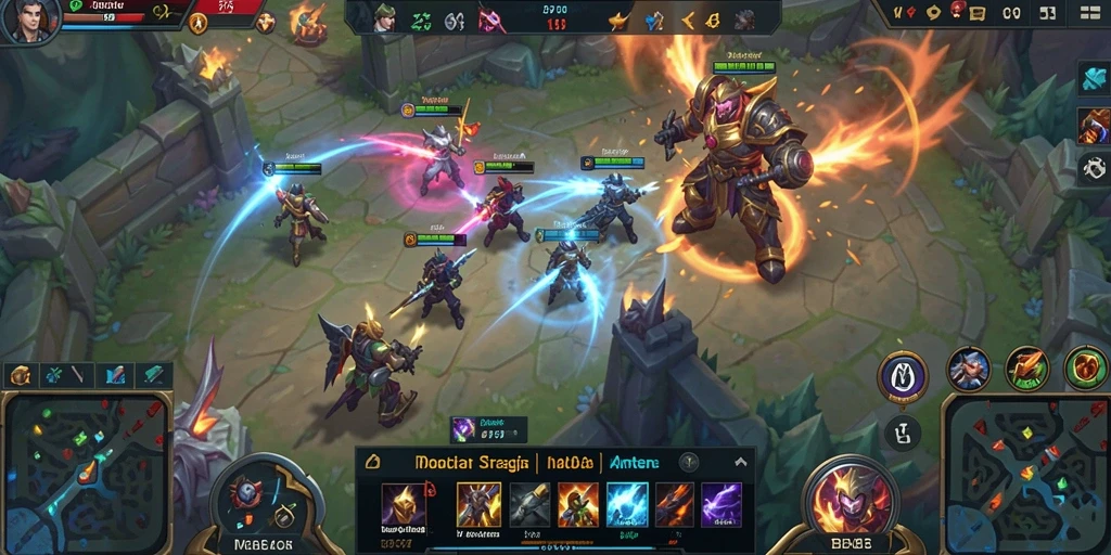 Screenshot utama 2757 menampilkan aksi pertempuran seru dalam game MOBA.