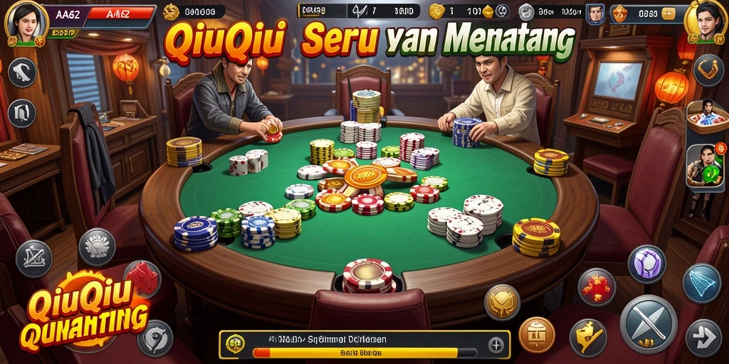 Screenshot dari gameplay AA62 yang menunjukkan serunya permainan QiuQiu.