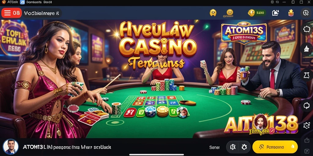Tampilan utama ATOM138 dengan dealer langsung dan pemain lainnya di Live Casino.