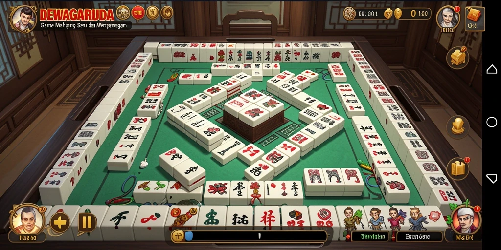 Tampilkan gameplay DEWAGARUDA dengan grafis Mahjong yang menarik.
