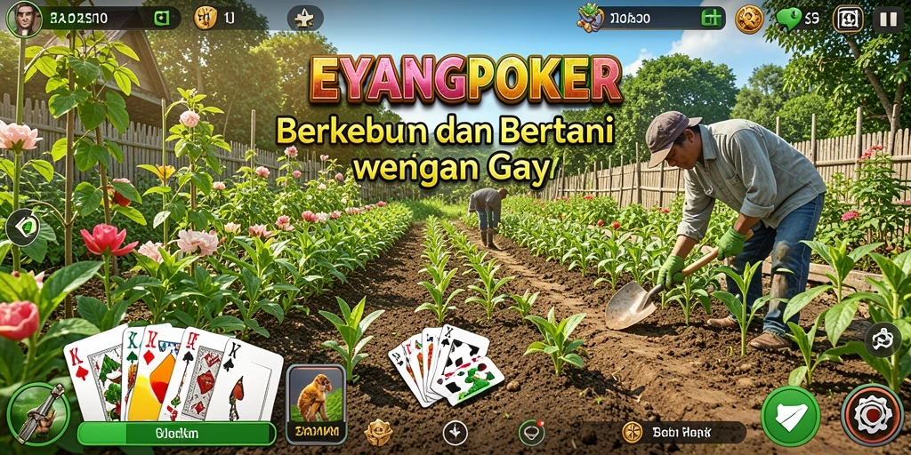 Screenshot utama EYANGPOKER menampilkan gameplay bertani yang menarik.