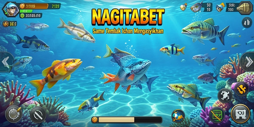 Tampilan gameplay NAGITABET dengan aksi menembak ikan yang seru.