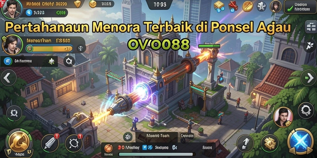 Tampilan gameplay OVO88 dengan strategi menara yang mendebarkan.