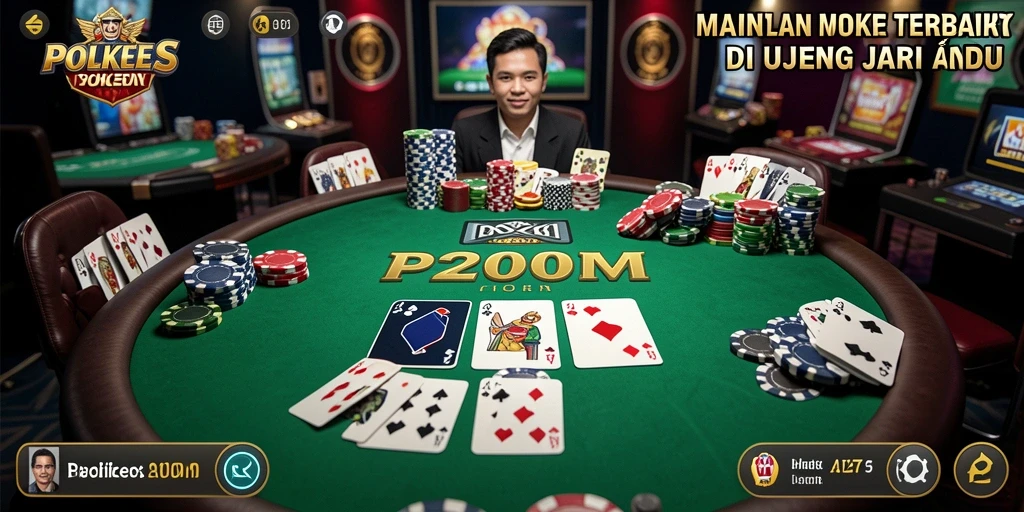 Screenshot gameplay P200M yang menunjukkan suasana poker yang seru.