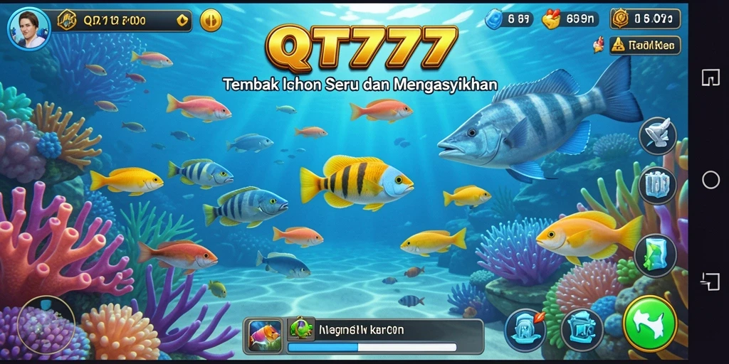 Tangkapan layar gameplay QT777 yang penuh aksi tembak ikan.