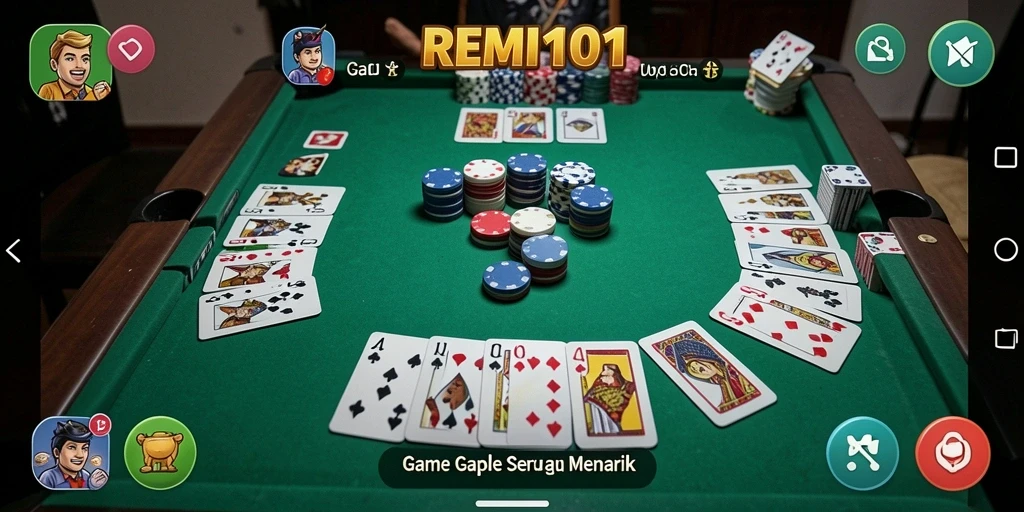 Tampilan gameplay Gaple yang seru dan interaktif di REMI101.