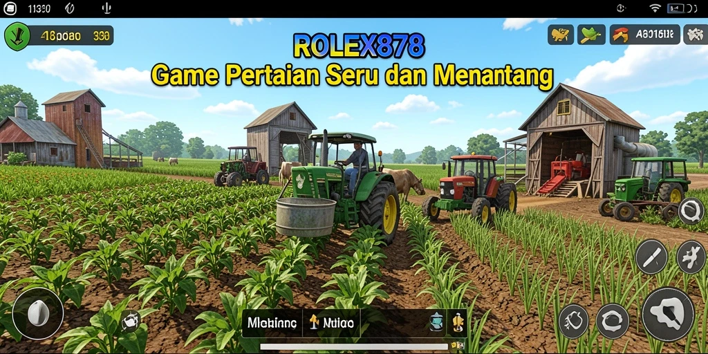 Gambaran gameplay pertanian di ROLEX878 yang seru dan menawan.