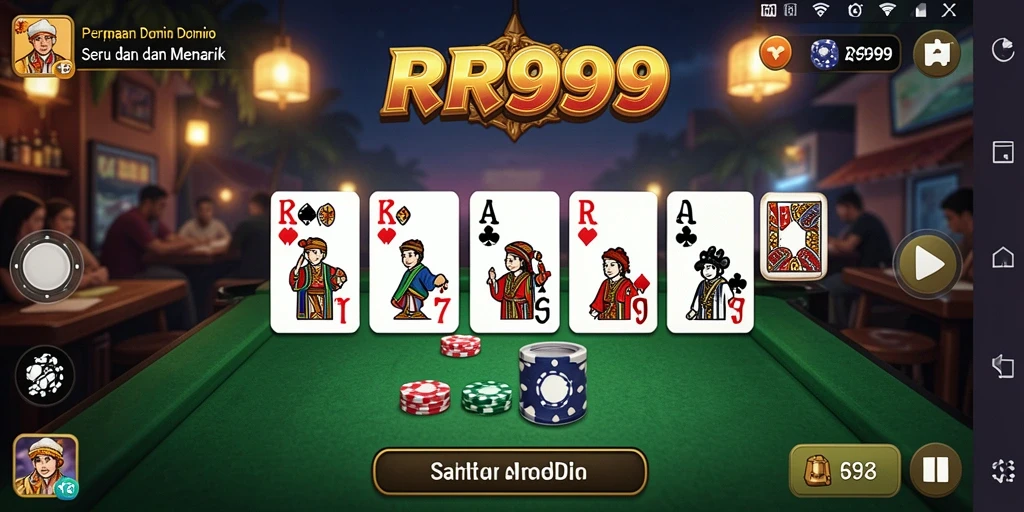 Screenshot utama RR999 menampilkan aksi seru permainan domino.
