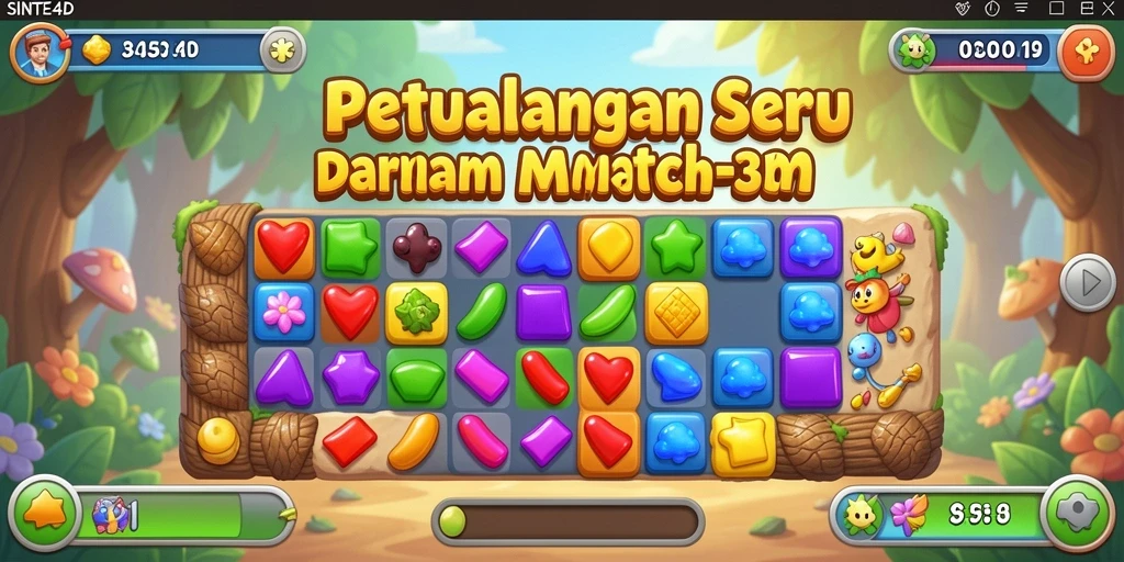 Tampilan gameplay SINTE4D yang penuh warna dan menantang.