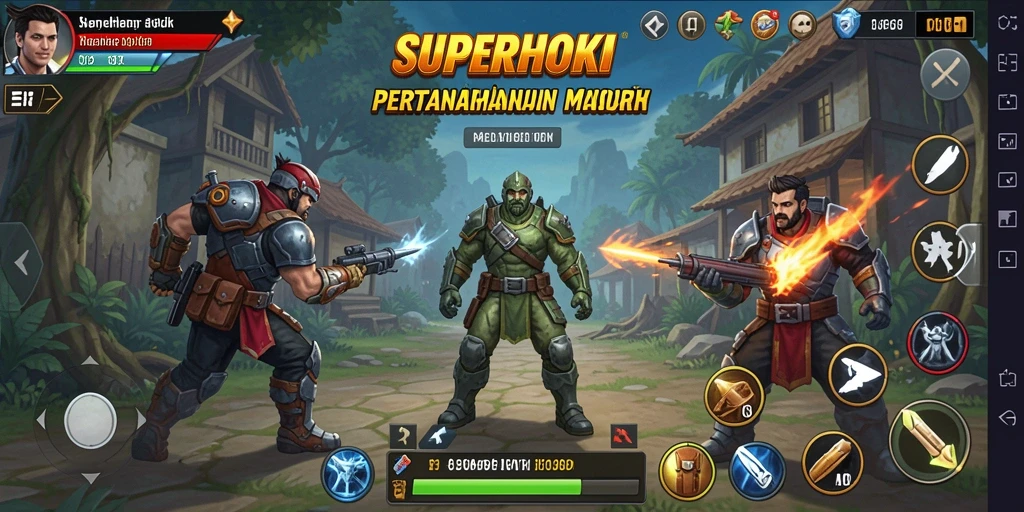 Screenshot gameplay SUPERHOKI menunjukkan aksi seru pertahanan tower.