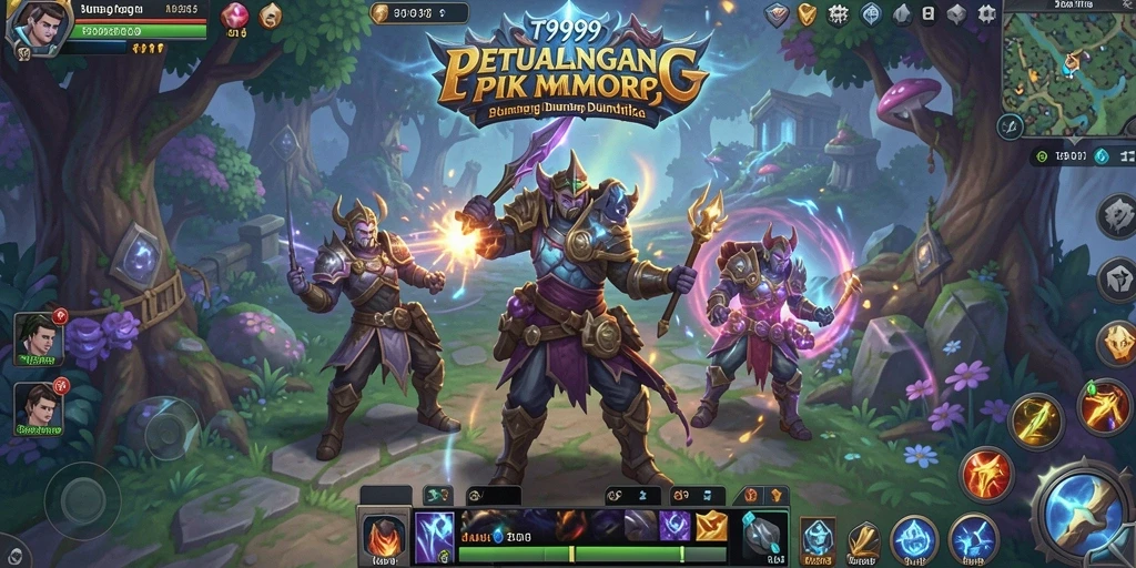 Tangkapan layar menampilkan aksi seru dalam game MMORPG T9999.