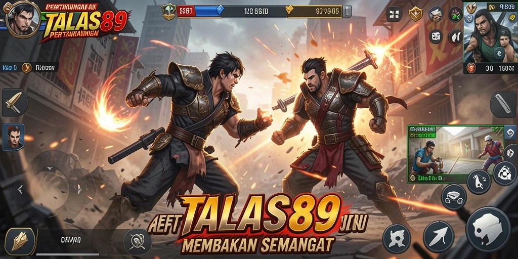 Screenshot TALAS89 menampilkan aksi pertarungan mendebarkan antara dua karakter.